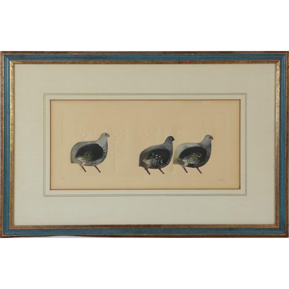 Vicente Gandia comparable auction result: vicente gandia birds color etching