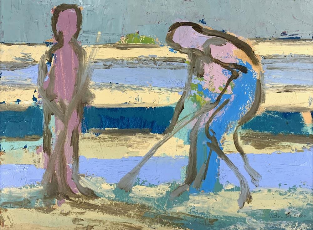 Victor De Carlo comparable auction result: victor de carlo 1916 1973 people at the beach 4 oil on panel