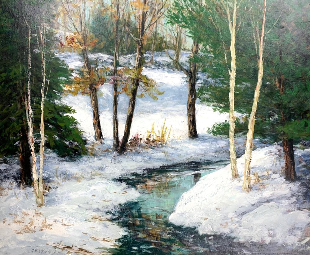 Charles E. Duncan Rodick comparable auction result: charles e duncan rodick 1884 c 1940 winter stream oil on panel