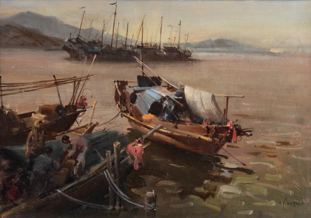Terence Tenison Cuneo comparable auction result: terence tenison cuneo british 1907 1996 harbored fishing boats