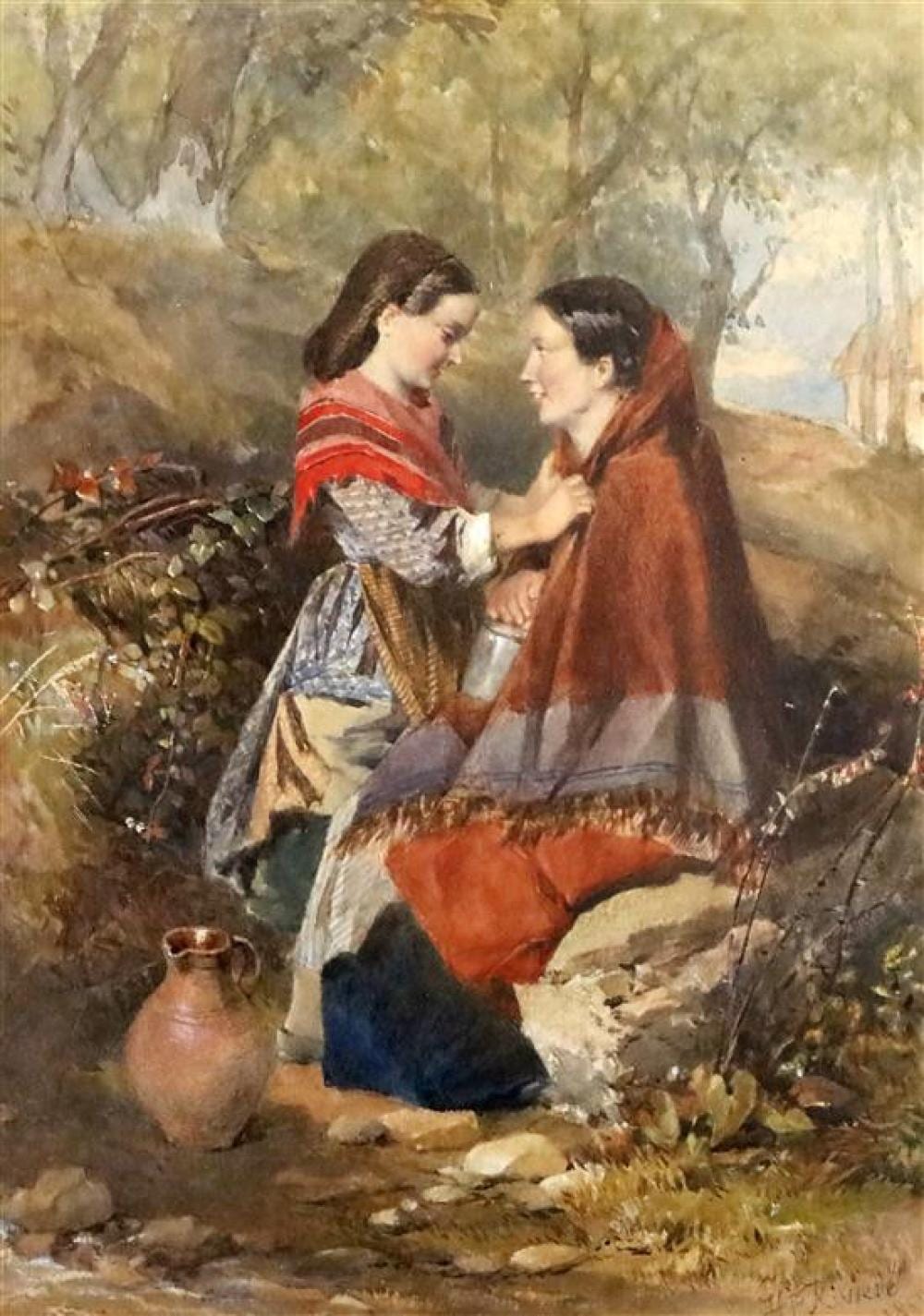 Henry Parsons Rivière comparable auction result: henry parsons riviere 1811 1888 mother and child beside a spring 12 5 x 9in