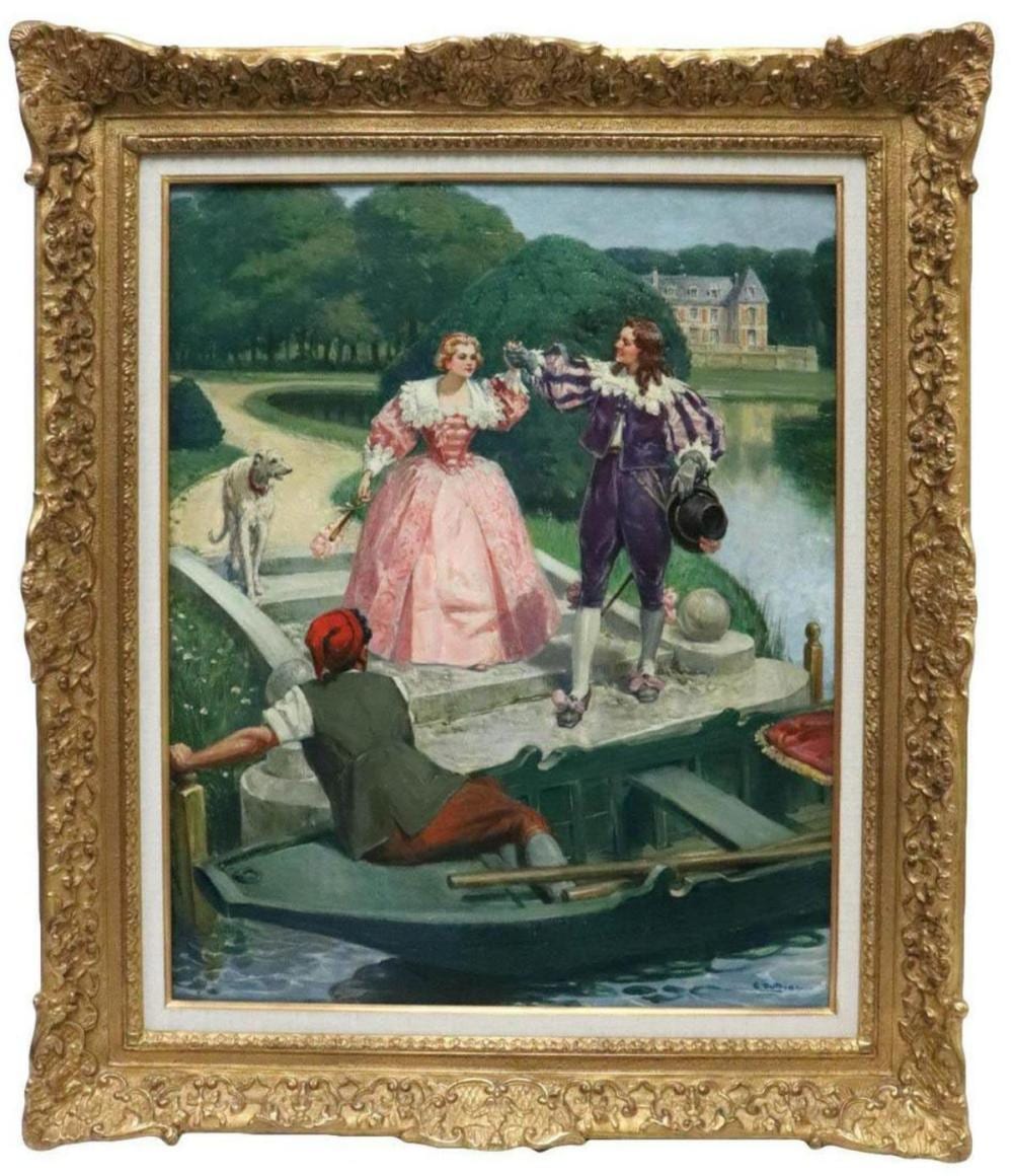 Georges Pierre Dutriac comparable auction result: georges pierre dutriac la promenade en barque oil