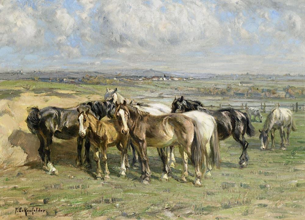 Friedrich Eckenfelder comparable auction result: pferde auf der koppel
