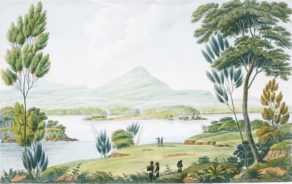 J. Lycett comparable auction result: joseph lycett c1775 1828 the sugar loaf mountain near newcastle nsw c1824 17 x 27 cm frame 44 x 32 x 3 cm