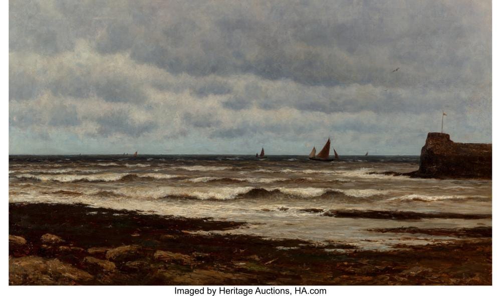 Reginald Aspinwall comparable auction result: reginald aspinwall british 1858 1921 coastal scene 1898 oil on canvas 24 x 3