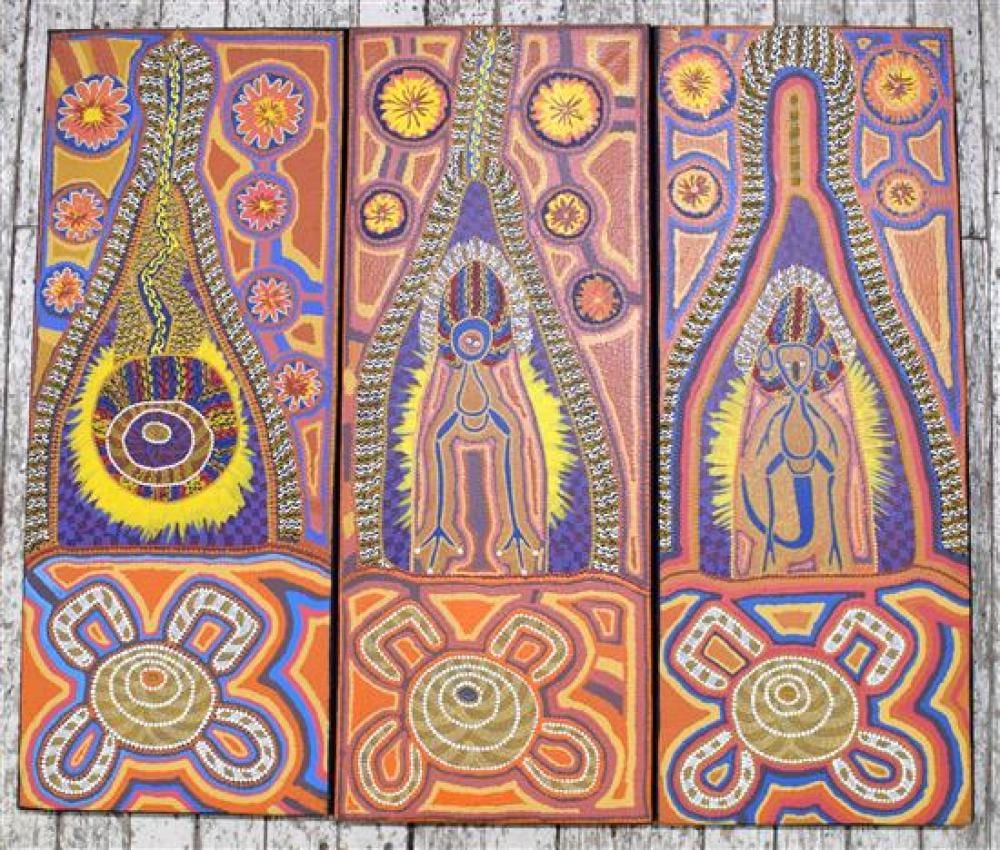 Linda Syddick Napaljarri comparable auction result: linda syddick napaljarri b 1941 untitled triptych acrylic on canvas stretched