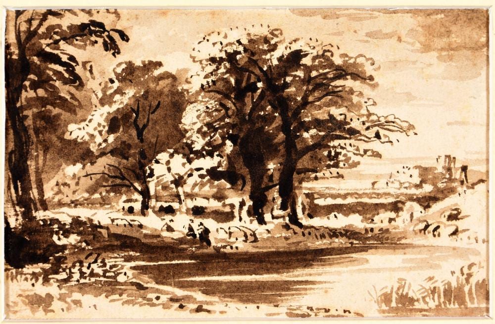 landscape with ruin in the background · Arenberg Auctions · 2020-10-16 John (1778) Varley comparable auction result: landscape with ruin in the background