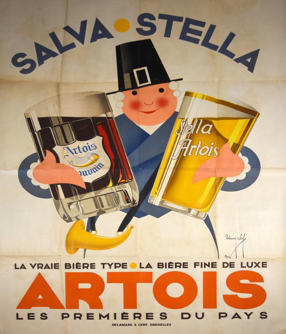 Francis Delamare comparable auction result: salva stella la vraie bi re type la bi re fine de luxe artois les premi res du pays