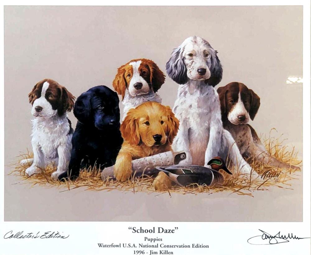 Jim Killen comparable auction result: jim killen school daze framed print stamp