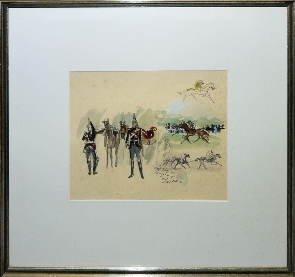 Otto Laible comparable auction result: otto laible grand prix longchamp 1932 aquarell gerahmt