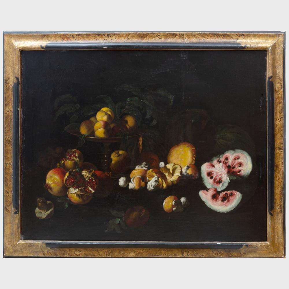 Simone del Tintore comparable auction result: simone del tintore 1630 1708 peaches on a tazza and still life with fruit a pair