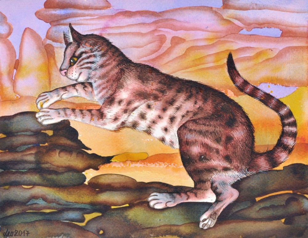 Leonore Adler comparable auction result: leonore adler katze zwischen felsen 2017