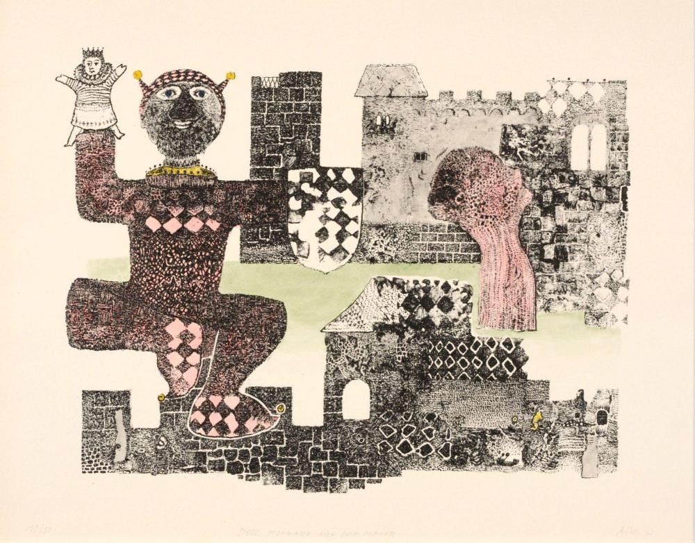 Alfred Mörstedt comparable auction result: alfred traugott moerstedt der hofnarr auf der mauer 1977