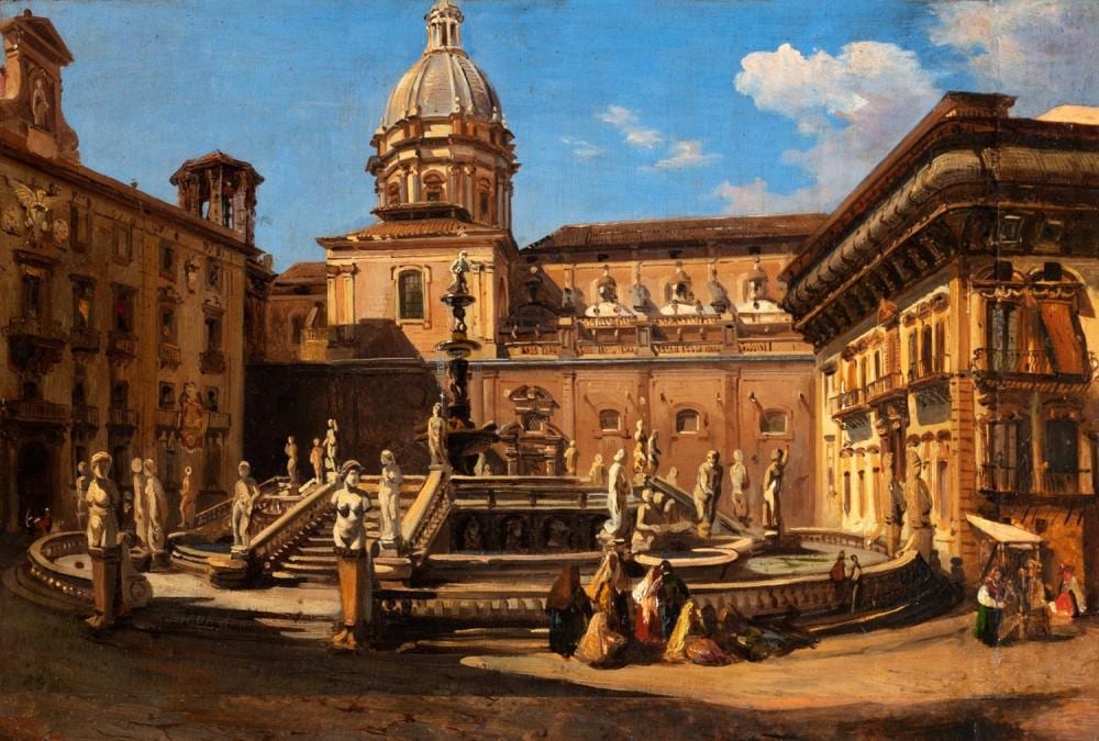 Teodoro Duclère comparable auction result: teodoro ducl re napoli 1814 1869 the fountain of piazza pretoria in palermo
