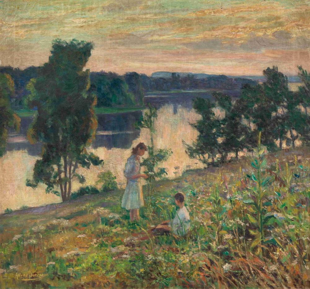 Alfred Juergens comparable auction result: alfred juergens american 1866 1934 children by a river
