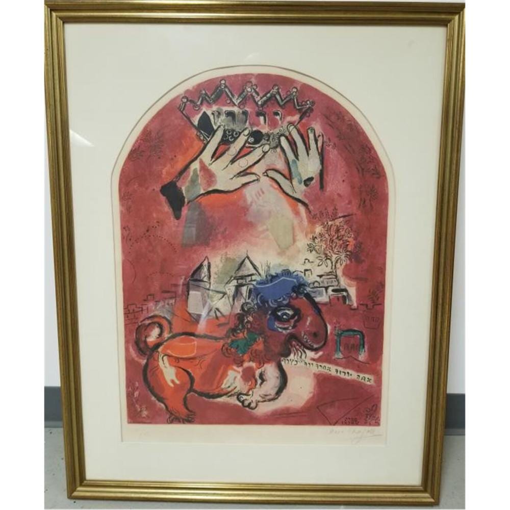 Lithograph, Marc Chagall, "The Tribe of Judah" sold by World Auction Gallery, lot 52 — auction record photograph