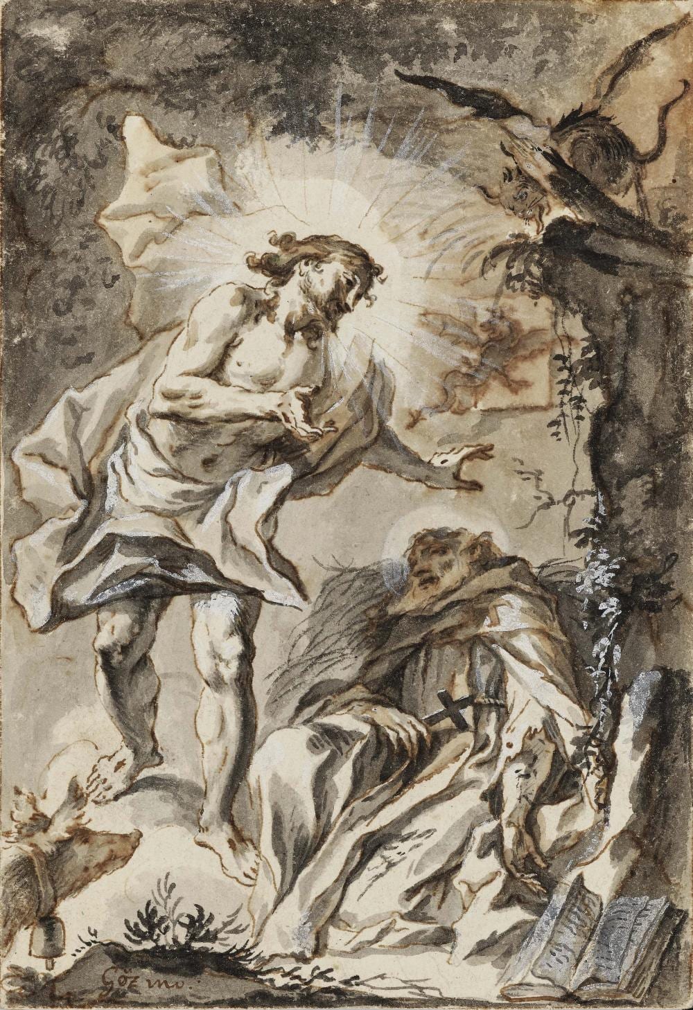 Gottfried Bernhard Goetz comparable auction result: gottfried bernhard goetz g z 1708 welehrad moravia 1774 augsburg christ appears to st anthony the hermit