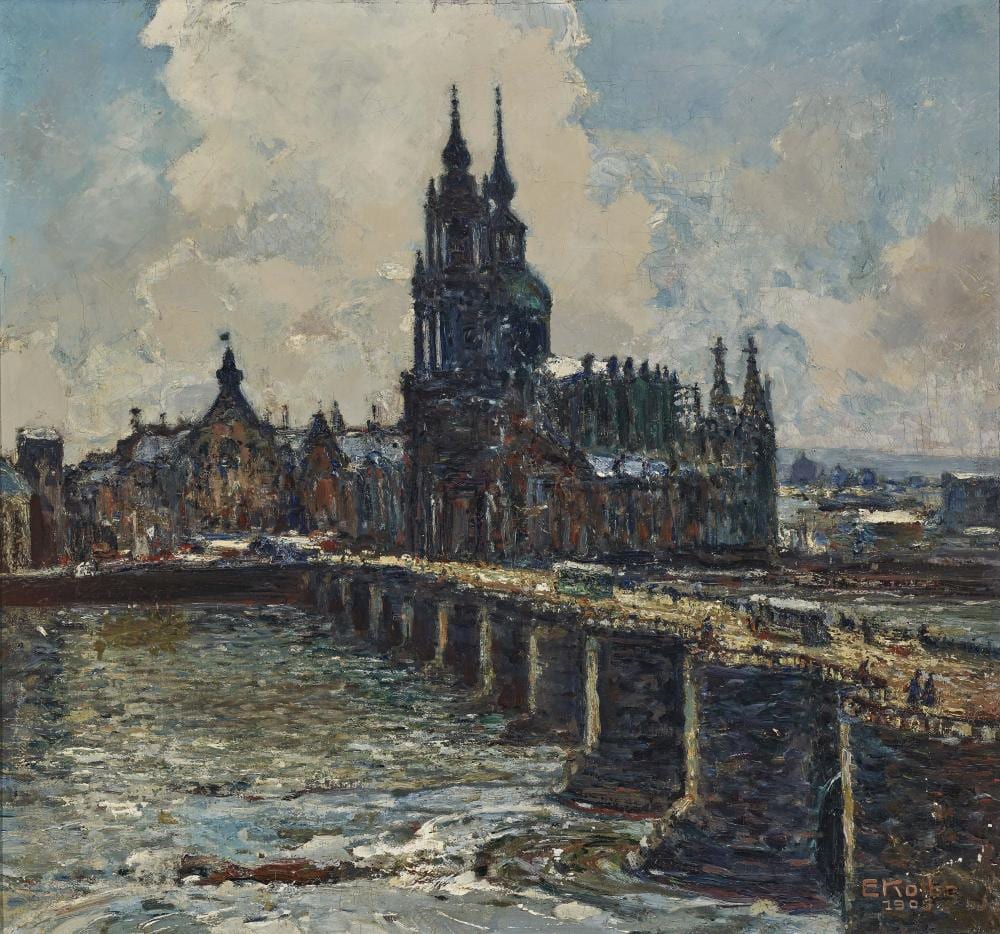 Ernst Kolbe comparable auction result: ernst kolbe 1876 marienwerder 1945 rathenow augustus bridge in dresden