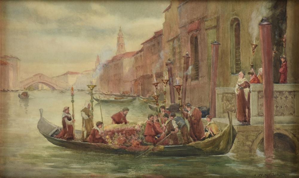 Joseph W. Milliken comparable auction result: james w milliken british fl 1887 1930 a painting procession in the bruges canal