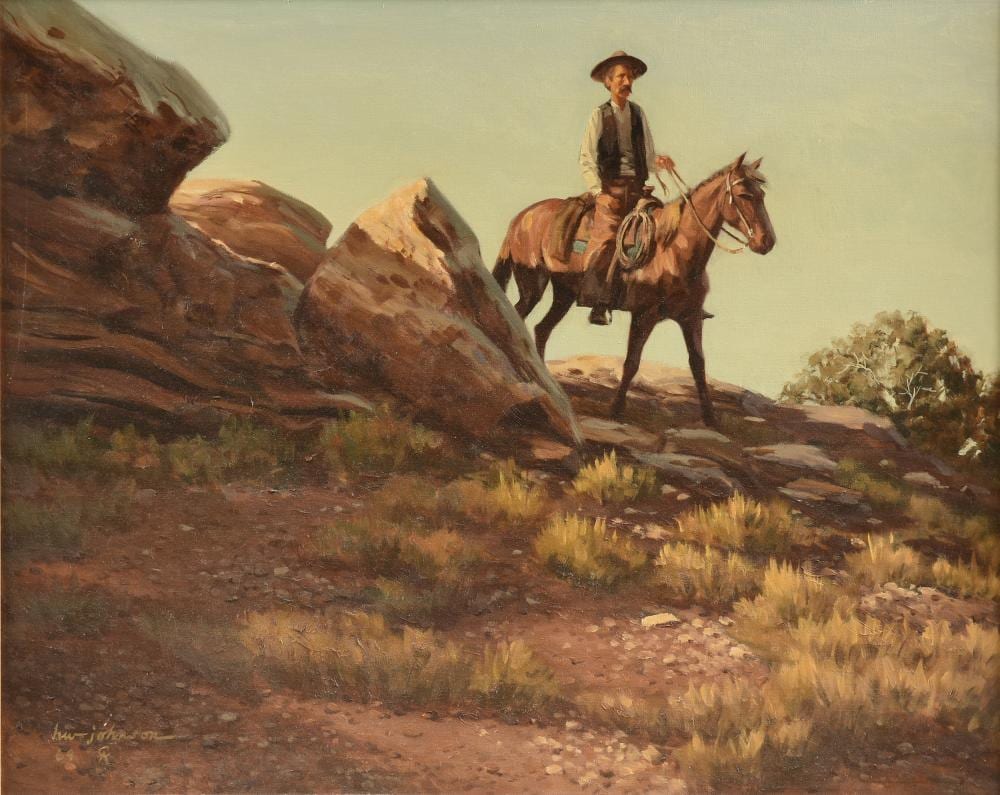 Harvey William Johnson comparable auction result: harvey william johnson american 1921 2005 a painting the outrider 1969