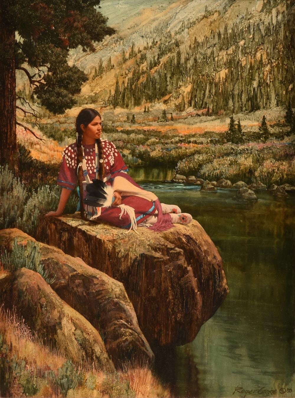 Roger Cooke comparable auction result: roger cooke american 1941 2012 a painting shoshone woman 1980