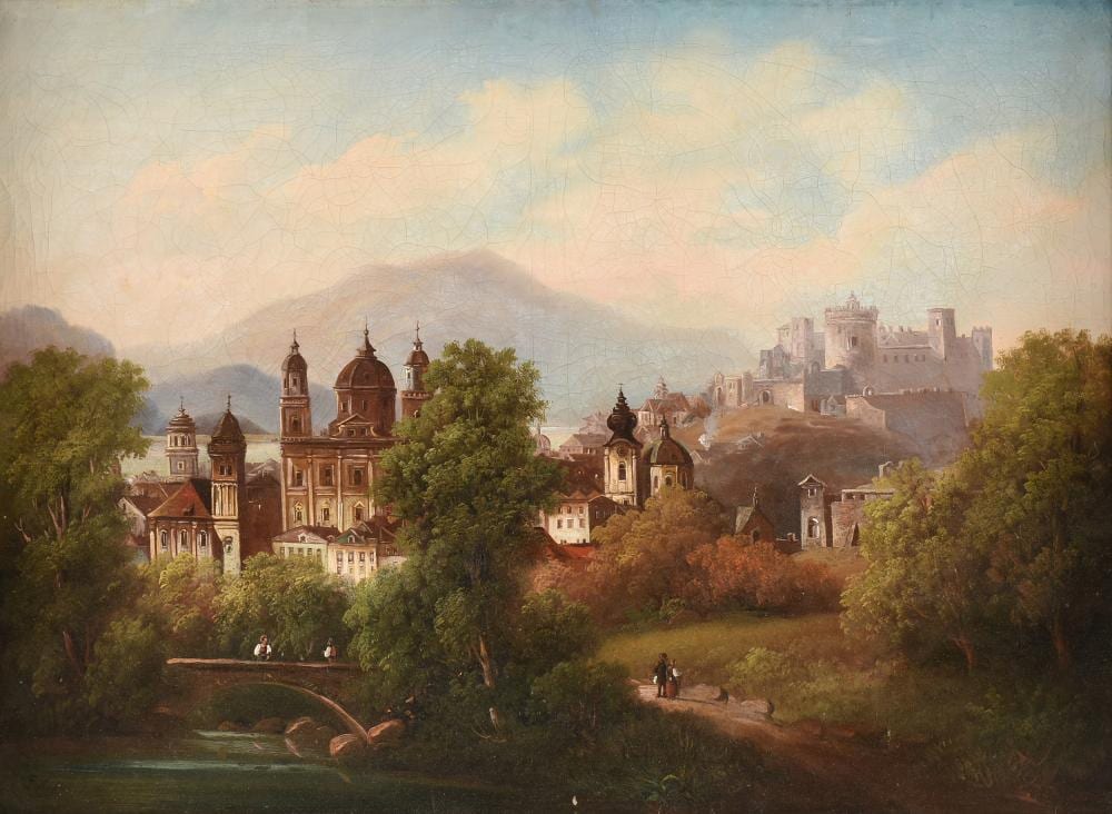 Ferdinand Lepie comparable auction result: ferdinand lepie czech 1824 1883 a painting view of kost castle in landscape