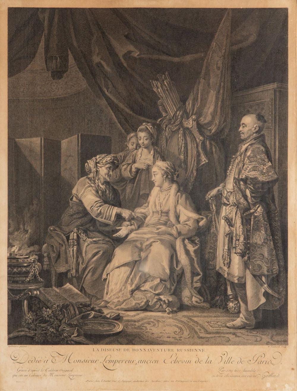 René (1719) Gaillard comparable auction result: ren gaillard 1719 1790 the russian fortune teller la diseuse de bonnaventure russienne after jean baptiste le prince circa 1766