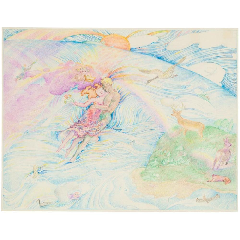 Joyce Wieland comparable auction result: joyce wieland r c a expo pavilion drawing pencil crayon on card sheet 9 2 ins x 11 5 ins 23 4 cms x 29 2 cms