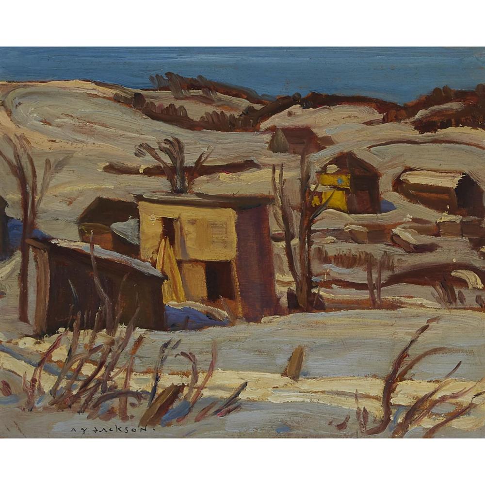 Alexander Young Jackson comparable auction result: alexander young jackson o s a r c a wakefield quebec oil on panel 8 5 ins x 10 5 ins 21 6 cms x 26 7 cms