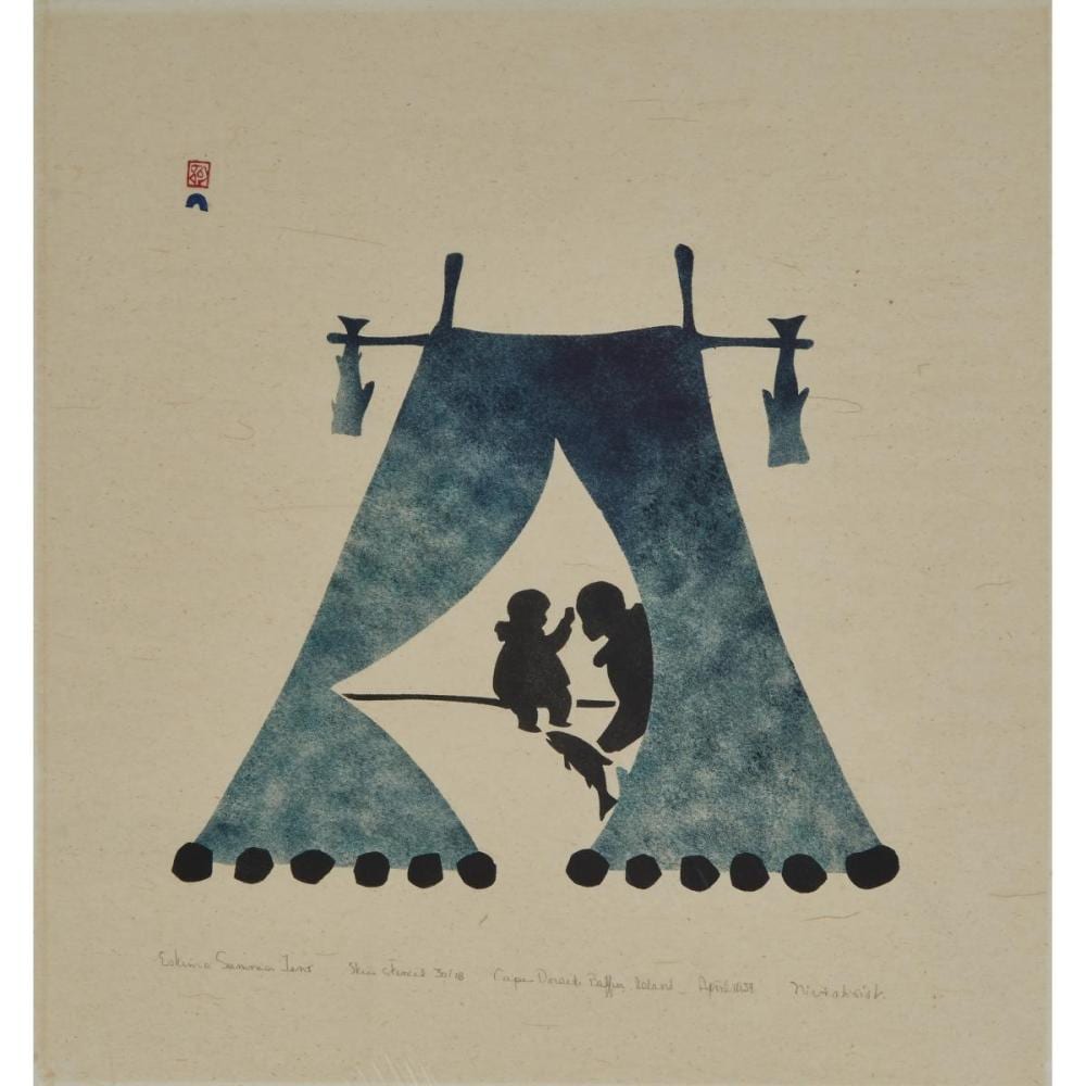Niviaxie comparable auction result: niviaxie 1909 1959 eskimo summer tent stencil 15 75 x 15 in 40 x 38 1 cm