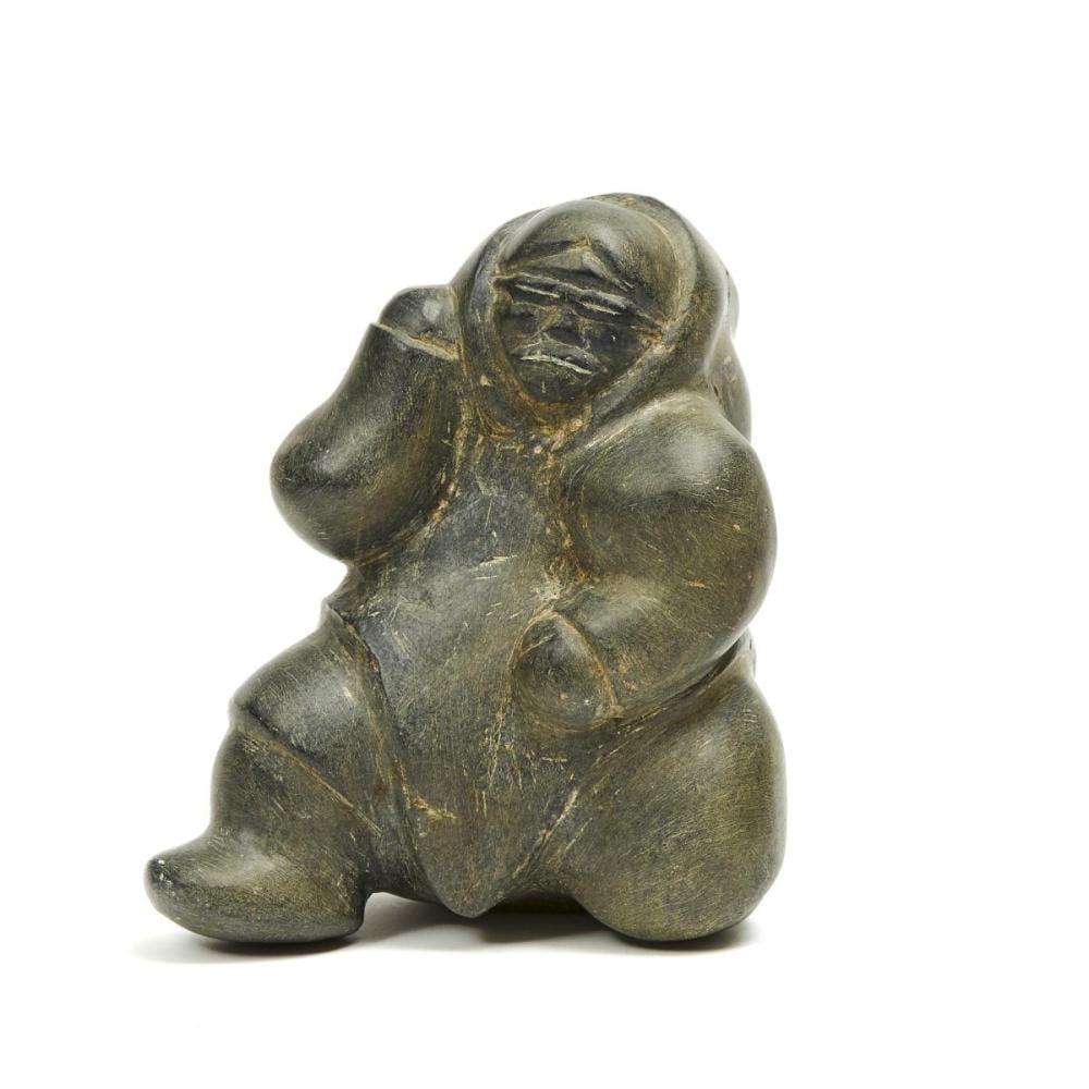 Barnabus Arnasungaaq comparable auction result: barnabus arnasungaaq 1924 2017 woman with snow goggles stone 8 x 6 5 x 6 5 in 20 3 x 16 5 x 16 5 cm