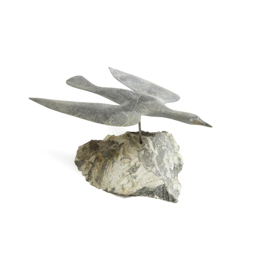 Tuna Iquliq comparable auction result: tuna iquliq 1935 2015 flying bird stone 4 5 x 5 x 8 5 in 11 4 x 12 7 x 21 6 cm