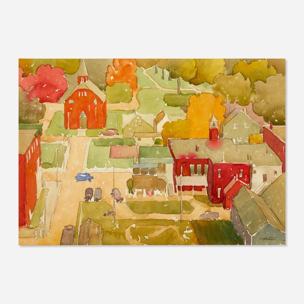 Glen Mitchell comparable auction result: glen mitchell small town fauve
