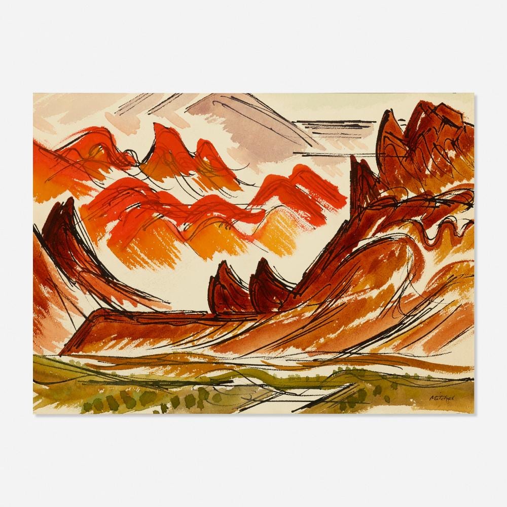 Glen Mitchell comparable auction result: glen mitchell orange colors and sharp forms