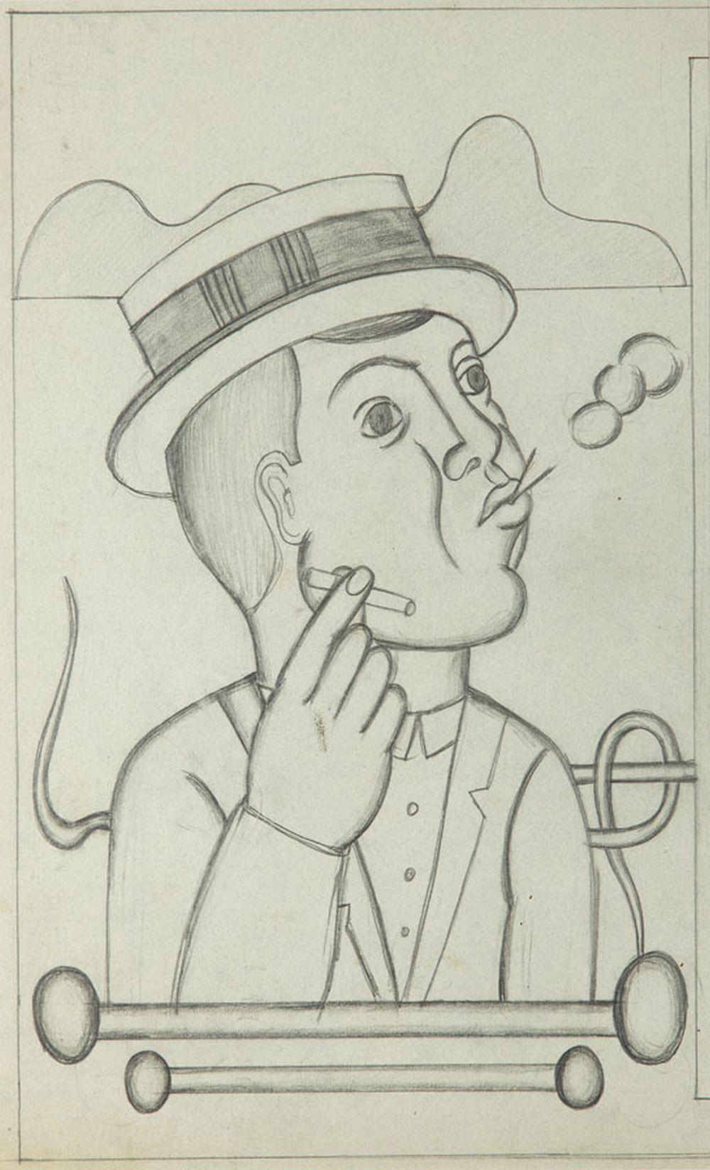 Marek Wlodarski comparable auction result: marek wlodarski wl henryk streng 1903 1960 smoking a cigarette recto head of a man verso circa 1927