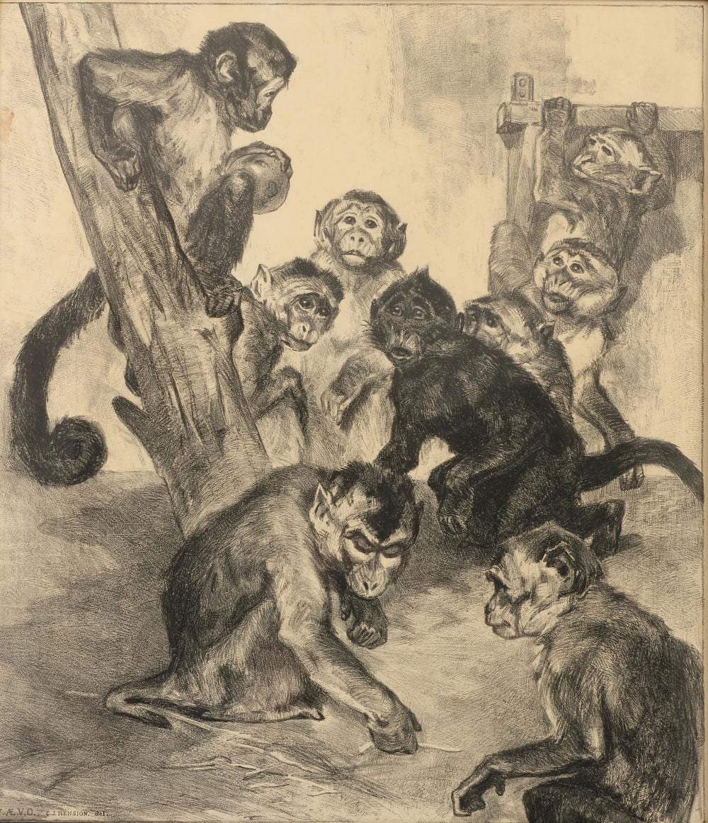 cornelis jan mension delft 1882 1950 resus monkeys chalk litho published v ae v o · Goudwisselkantoor Veilingen · 2020-10-08 Cornelis Jan Mension comparable auction result: cornelis jan mension delft 1882 1950 resus monkeys chalk litho published v ae v o