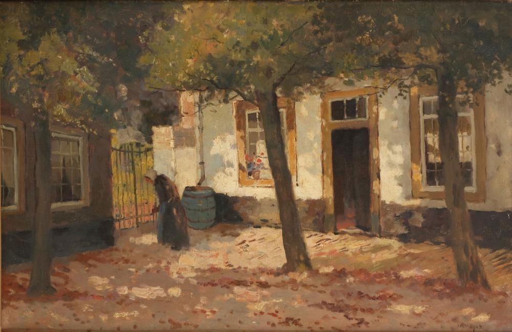 Jan Harm Weijns comparable auction result: jan harm weijns zwolle 1864 1945 rotterdam zonnig hofje sunbathing courtyard