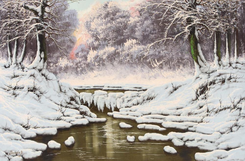 Josef Dande comparable auction result: josef dande snow stream reflections