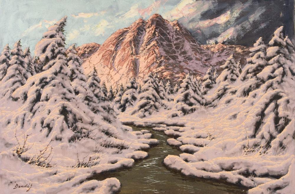 Josef Dande comparable auction result: josef dande sunset alpine reflections