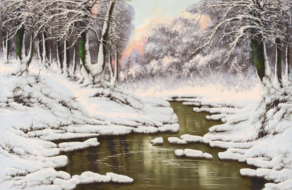 Josef Dande comparable auction result: josef dande snow stream sunlight