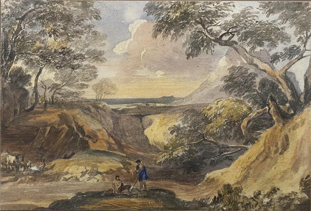 Thomas Hartley Cromek comparable auction result: thomas hartley cromek arcadian landscape with two figures in the foregroun