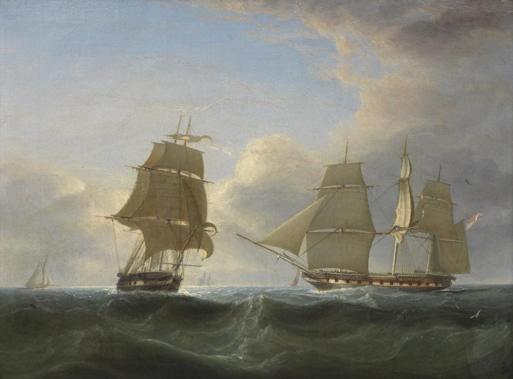 John Lynn comparable auction result: john lynn british fl 1826 1845 her majesty s ships at sea