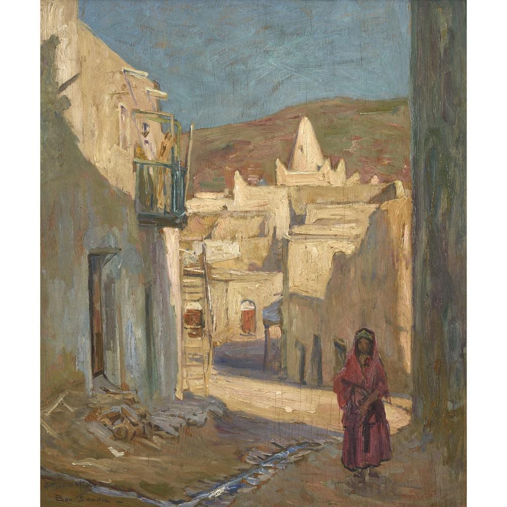 Arthur Midy comparable auction result: arthur midy 1887 1944 jeune femme bou sa da young girl in a bou sa da street huile sur panneau