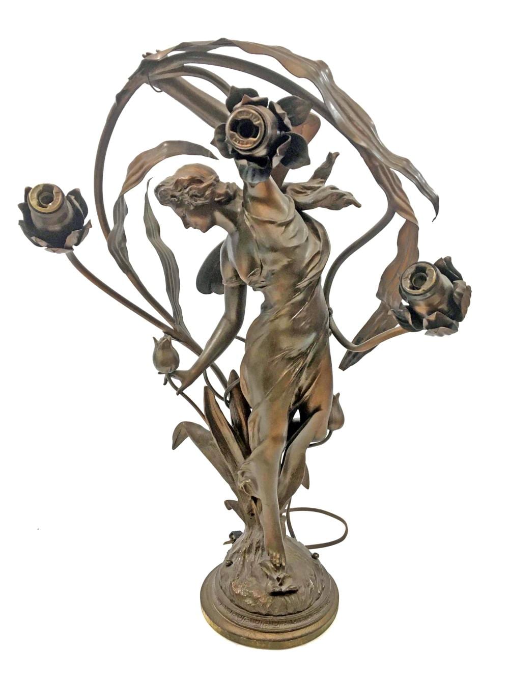 Julien Causse comparable auction result: julien causse signed art nouveau spelter lamp