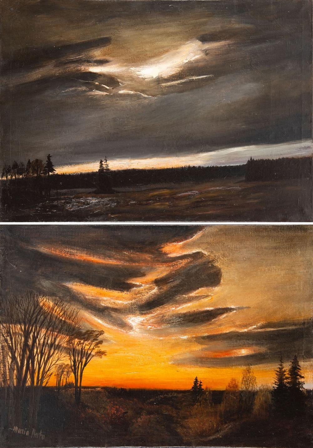 Maria Anto comparable auction result: maria anto 1937 2007 bright sky and dark sky diptych 1980