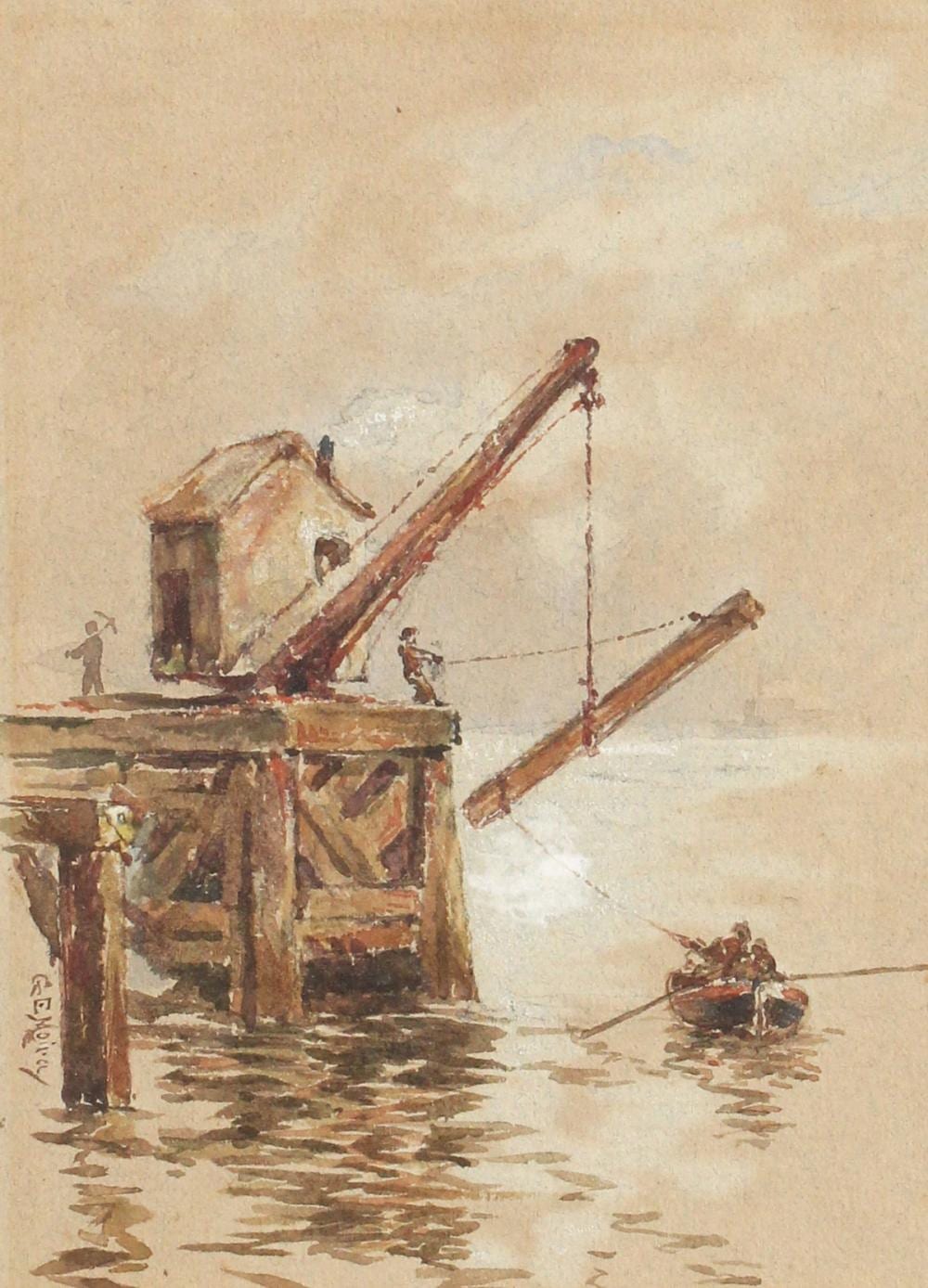 Gerald Edward Moira comparable auction result: gerald edward moira 1867 1959 loading from the quay watercolour signed 6 x 4 5 unframed