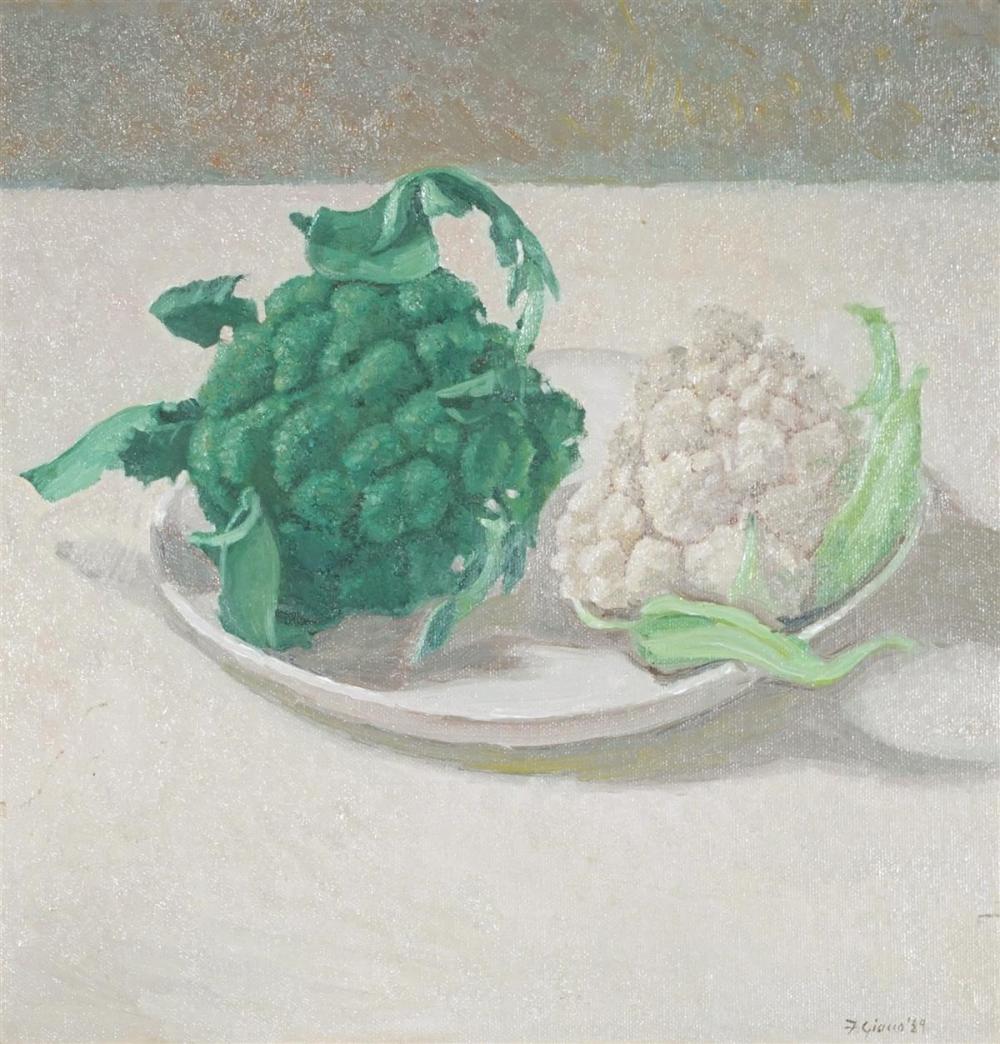 Francis Giacco comparable auction result: francis giacco 1955 cauliflower broccoli 34 x 33 cm frame 54 x 57 x 3 cm