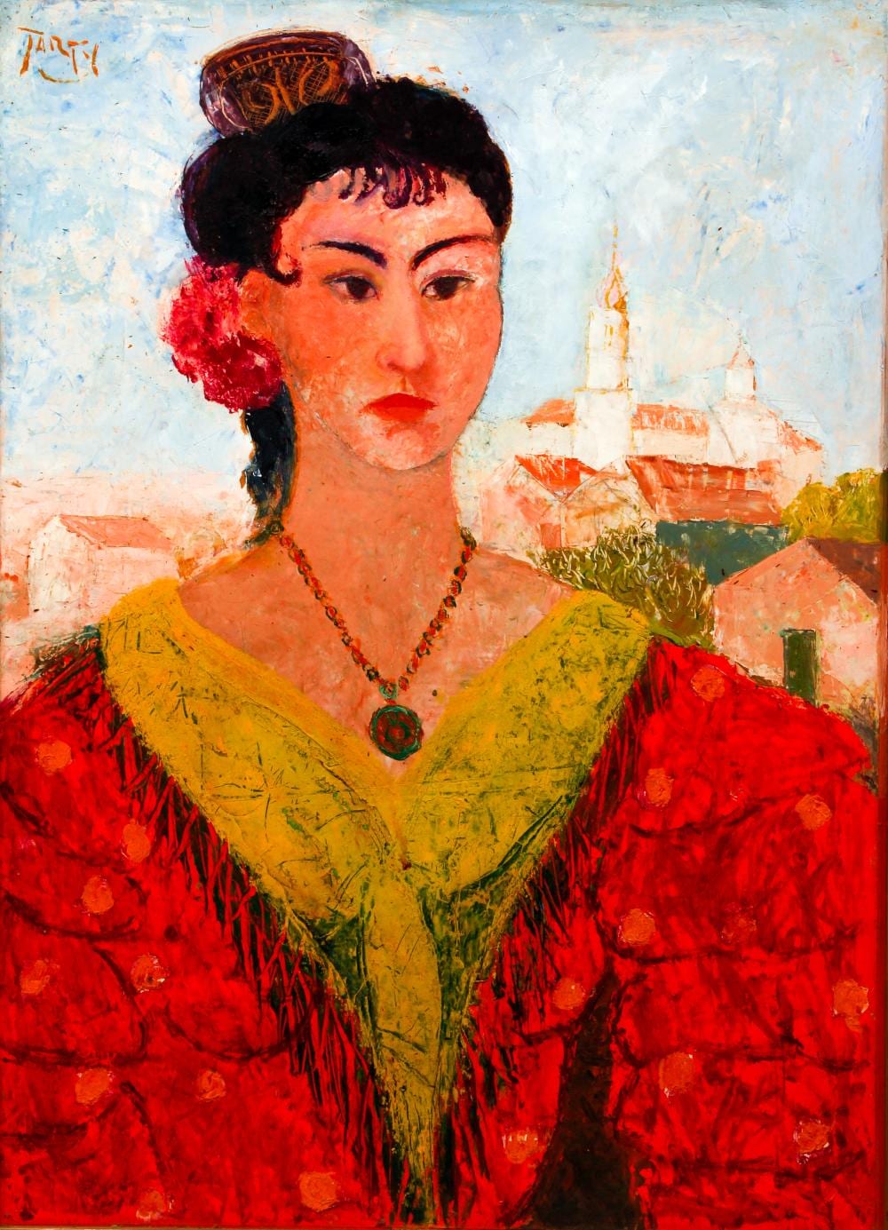 Vicente Clavo comparable auction result: vicente clavo gil oil on board gypsy woman