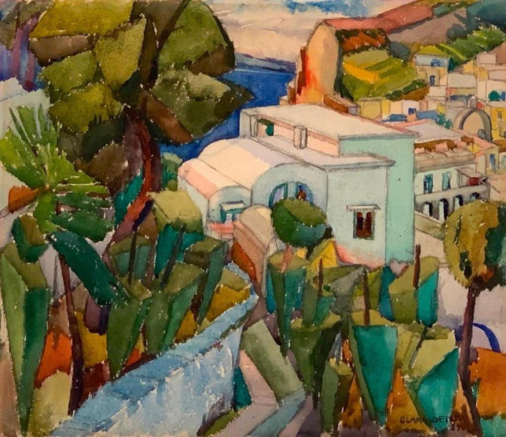 Clara L. Deike comparable auction result: clara deike watercolor capri 1927
