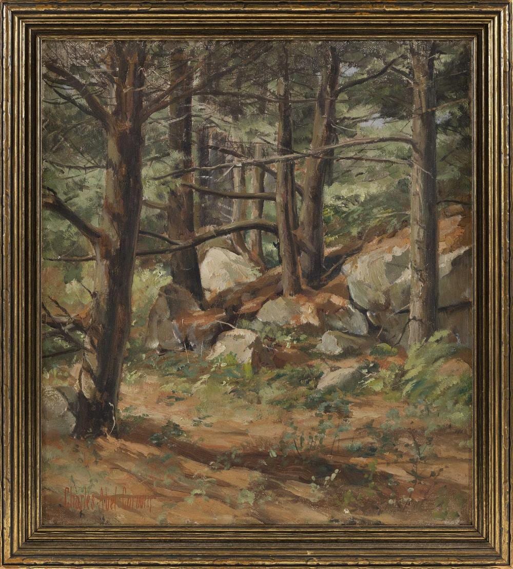 Charles Abel Corwin comparable auction result: charles abel corwin new york california illinois 1858 1938 forest interior oil on canvas 18 x 16 framed 21 x 19